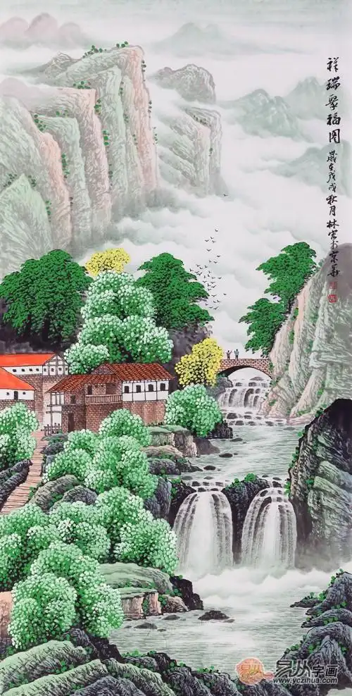 中式客厅装饰画推荐,复古风的热潮来自这样一幅山水画