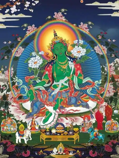 绿度母是藏传佛教中的一位非常重要的女性护法神,她被认为具有保护
