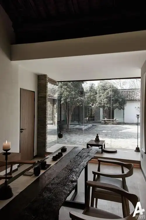 这间玻璃屋里的一切都源于自然无界西溪茶室