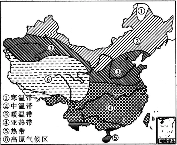 中国的温度带 清晰图