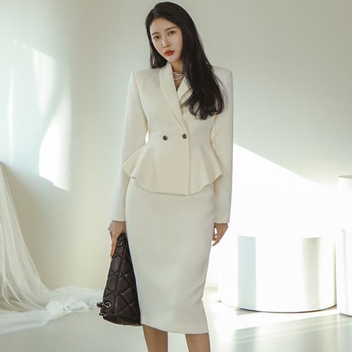 秋冬气质通勤女套装时尚纯色简约职业装西装半身裙知性优雅两件套