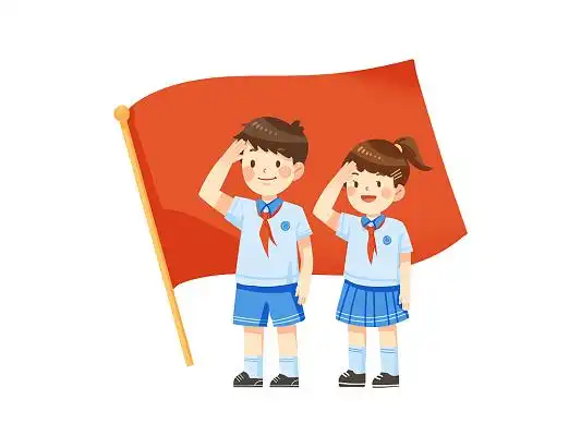 红色旗帜学生敬礼png素材建军节