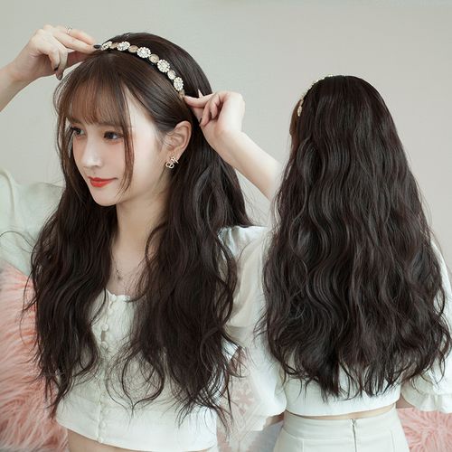 羊毛卷假发中长发 网红泡面长卷发懒人发箍u型假发片无痕半头套