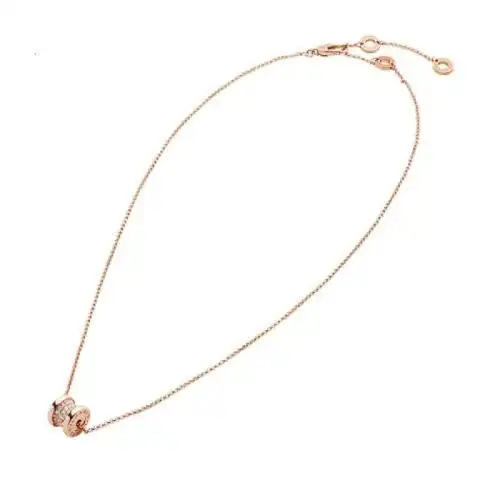 bvlgari宝格丽bzero1系列经典款满钻18k金玫瑰金小号小蛮腰名媛项链