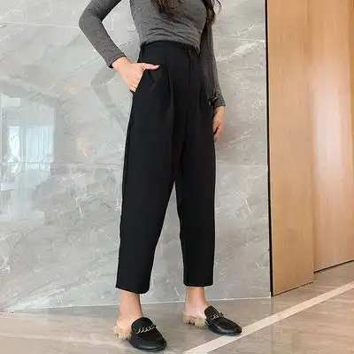 梨形身材裤子大码萝卜裤女适合胯大腿粗哈伦裤胖mm九分裤宽松显瘦