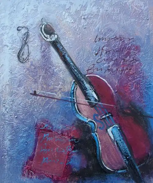 本次装饰装修                        作品主题是小提琴靠墙壁油画