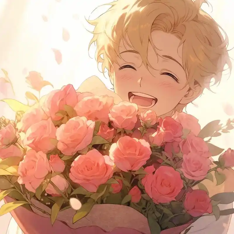 小男孩抱着玫瑰花孤独的头像 - 抖音