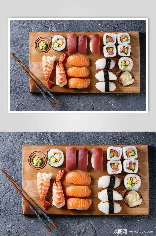 寿司美食手握卷摆盘艺术视觉摄影图
