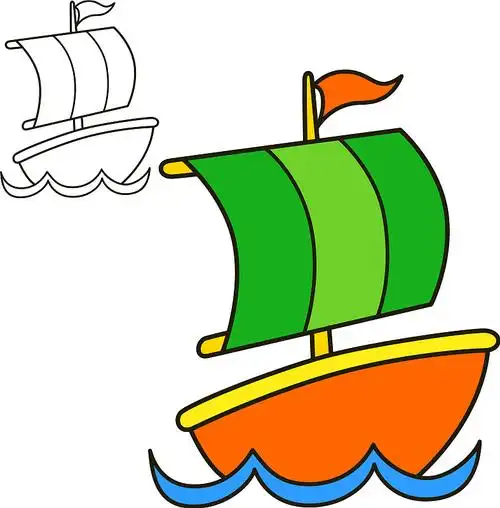 帆船着色书页图片