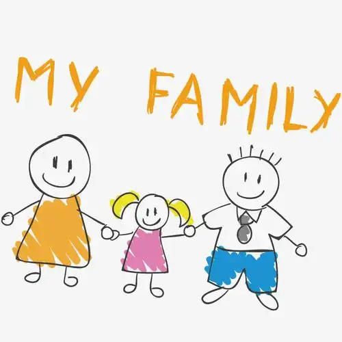 儿童手绘一家三口矢量