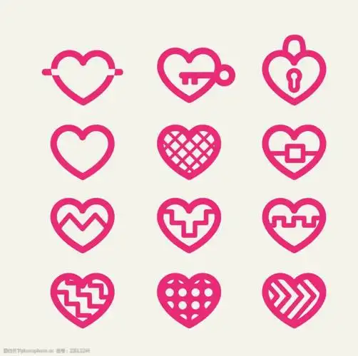 玫红色爱心图标矢量素材