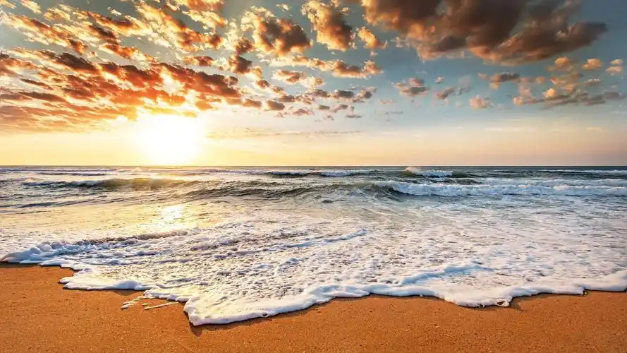 海滩上观赏浪花