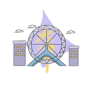 卡通天津城市标志性建筑插画元素