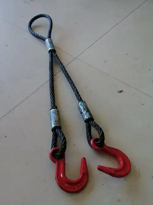 适用于起重搬运钢丝绳索具一拖二挂钩卸扣吊装绳套工地车间维修吊