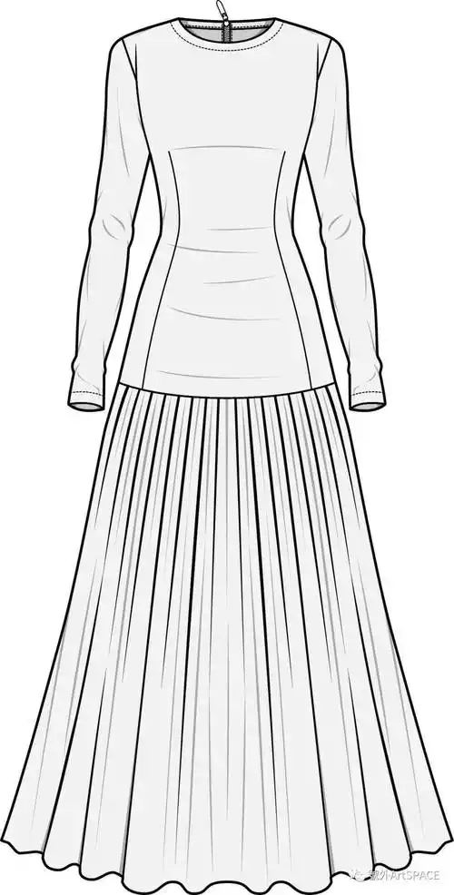 服装款式图上百款连衣裙平面款式图线稿专题