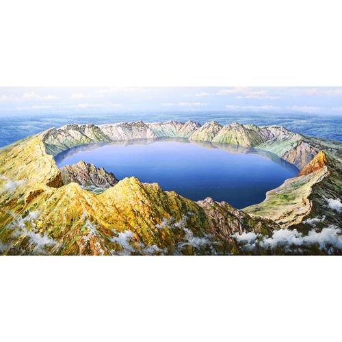 朝鲜风景油画手绘宽1.6米李相文人民艺术家《白头山天池》xa646