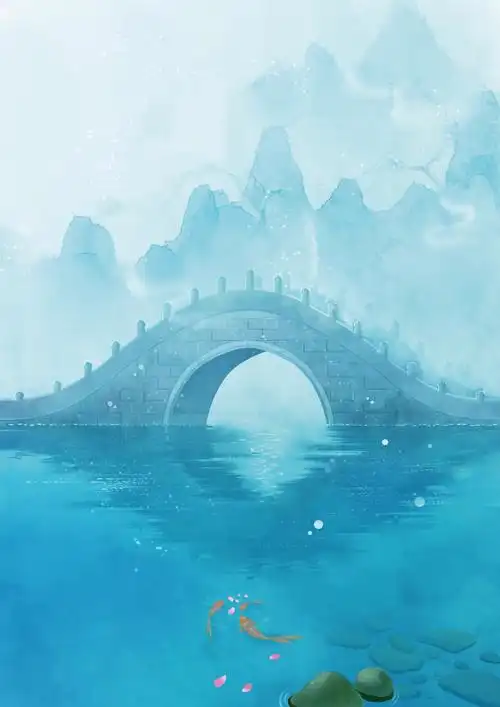 唯美古风场景24节气小桥流水鲤鱼树枝远山