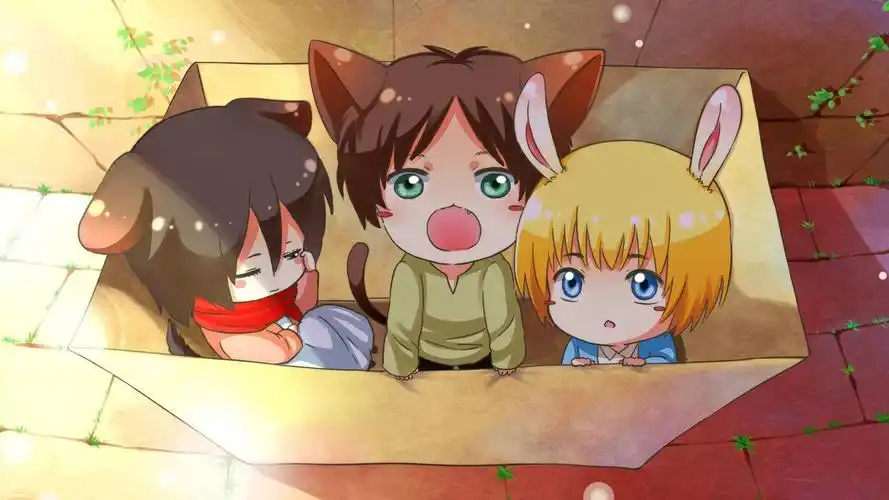 q版进击的巨人三人组壁纸可爱壁纸卡通壁纸经典壁纸高清桌面壁纸