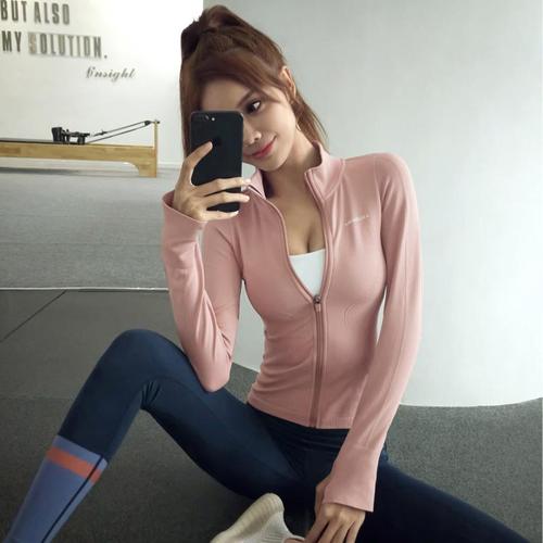 唤醒马甲线紧身瑜伽外套女健身服长袖t恤春秋跑步运动速干上衣n