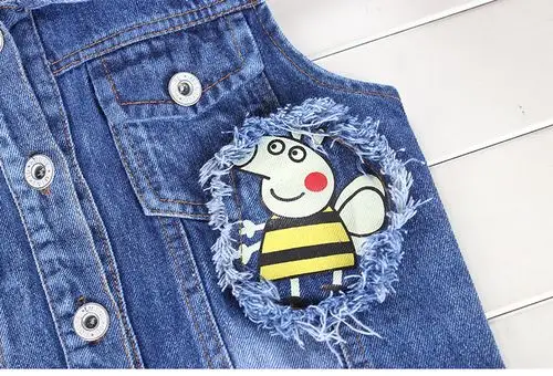女童马甲春秋2018春装新款小童卡通背心女宝宝儿童牛仔马夹1-6岁