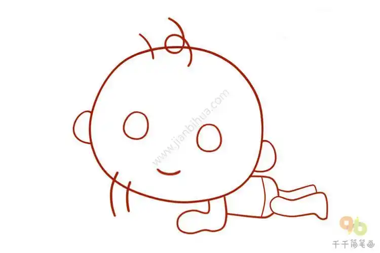 趴在墙上的小孩简笔画