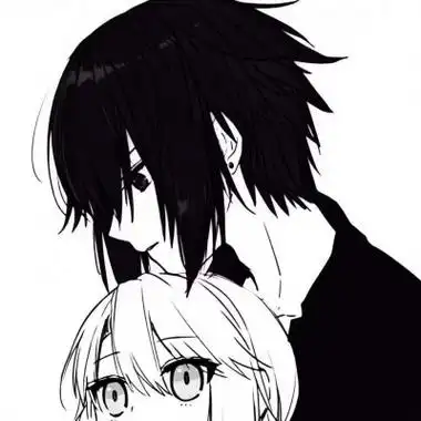 情头动漫一男一女超甜黑白