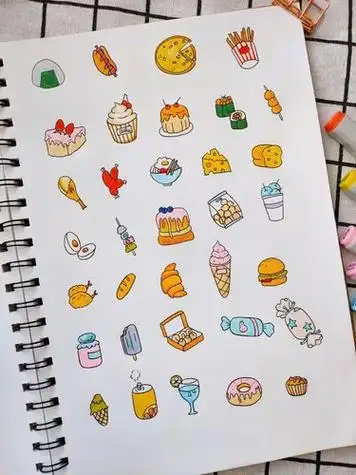 可爱食物简笔画手账素材三手帐简笔画素材教程简笔画教程