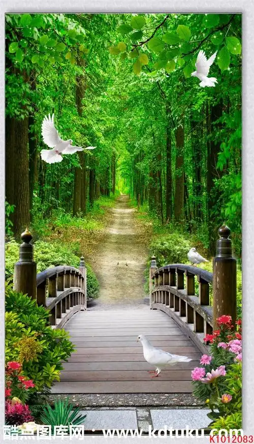 k10120833d风景树林白鸽子玄关隔断迎门墙装饰画
