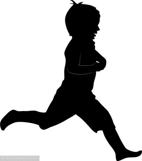 孤立的图标黑色剪影奔跑的孩子
