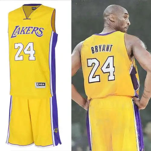 2015赛季新款湖人队服 科比24号球衣 黑曼巴网眼透气篮球服 批发