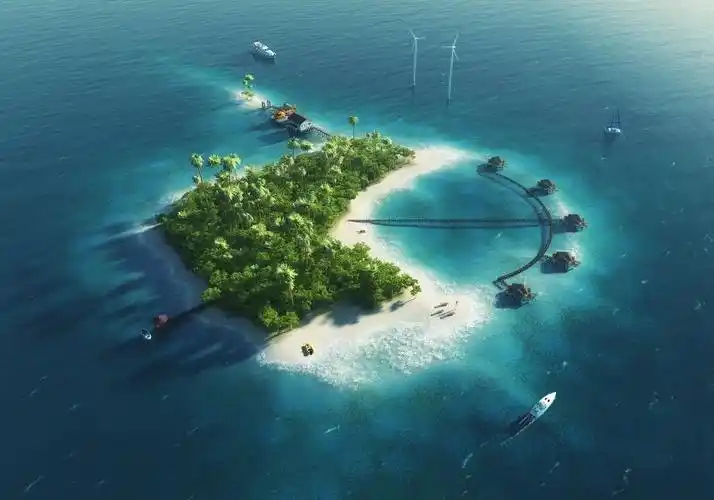 高空俯视下的热带岛屿