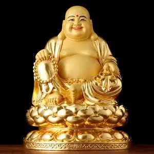 纯铜贴金弥勒佛菩萨大肚弥勒佛佛像笑佛供奉客厅招财弥勒佛摆件