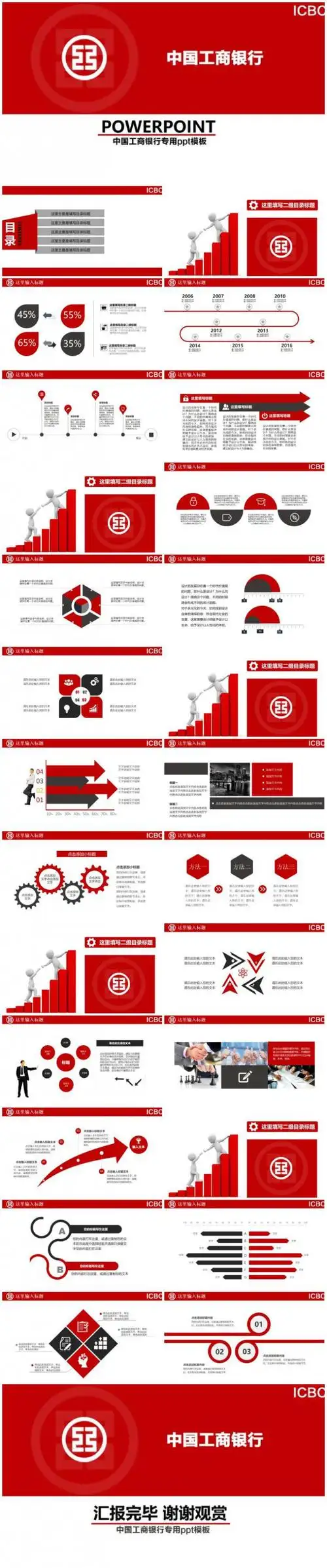 中国工商银行总结汇报ppt模板