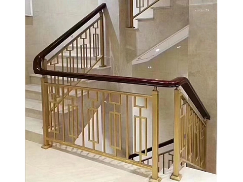 红木楼梯扶手 欧式别墅全铜浮雕护栏搭配玉石起头柱效果气派