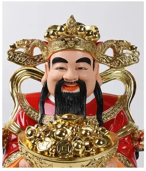 财神爷神像店铺树脂大供奉请文财神像摆件财神办公室开业家用彩绘12寸