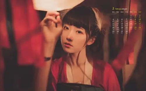 2019年2月汉服清纯美女唯美高清日历壁纸