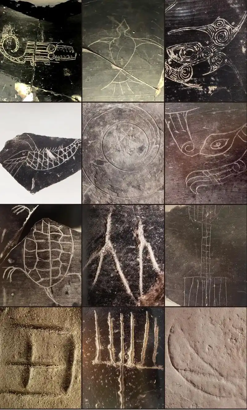 韩美林的良渚古文字手稿翻阅韩美林的《良月流晖》雕塑