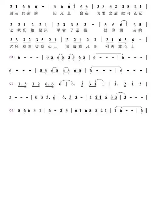 朋友的酒智能简谱演唱:李晓杰歌谱-苍强曲谱