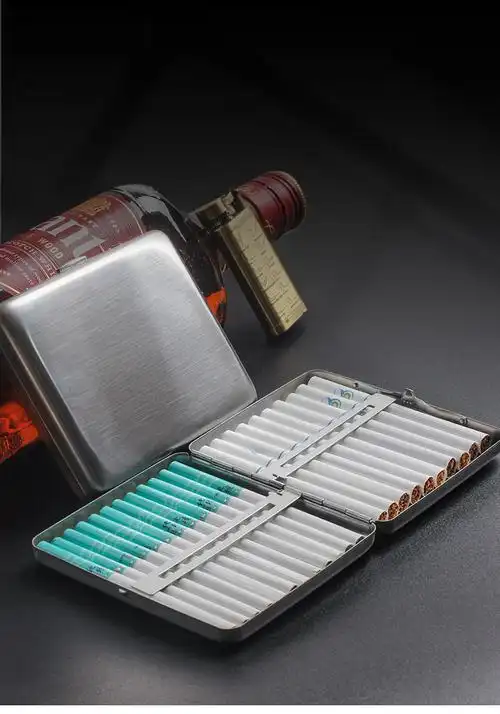 20支装男士金属不锈钢烟盒中支粗支烟烟夹便携超薄香菸盒创意防压