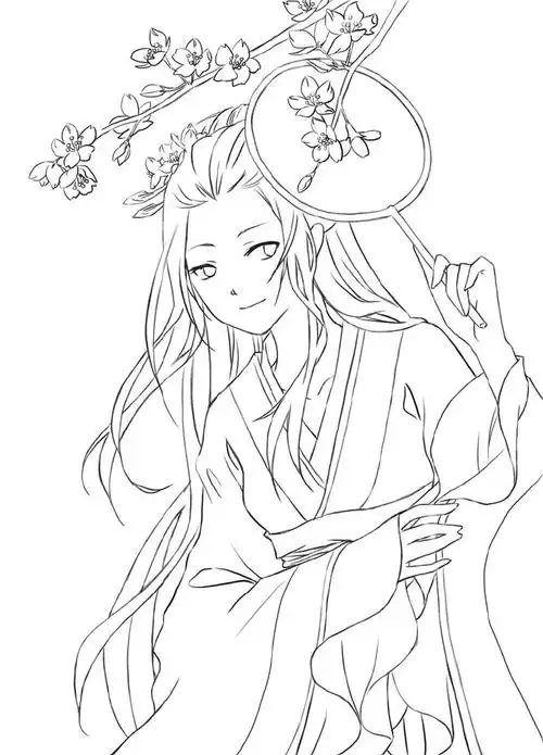 100张唯美古风女子手绘线稿超全女子古风线稿图集
