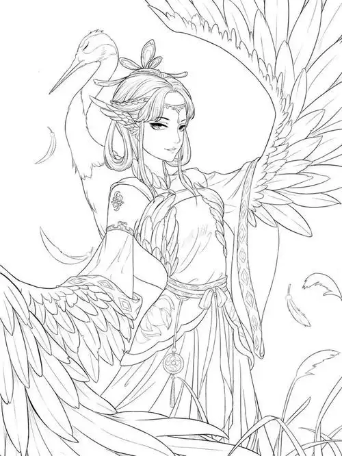 古风汉服人物手绘线稿|绘画|白描|线描|古体诗_网易订阅