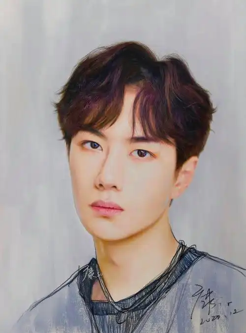彩铅手绘王一博肖像