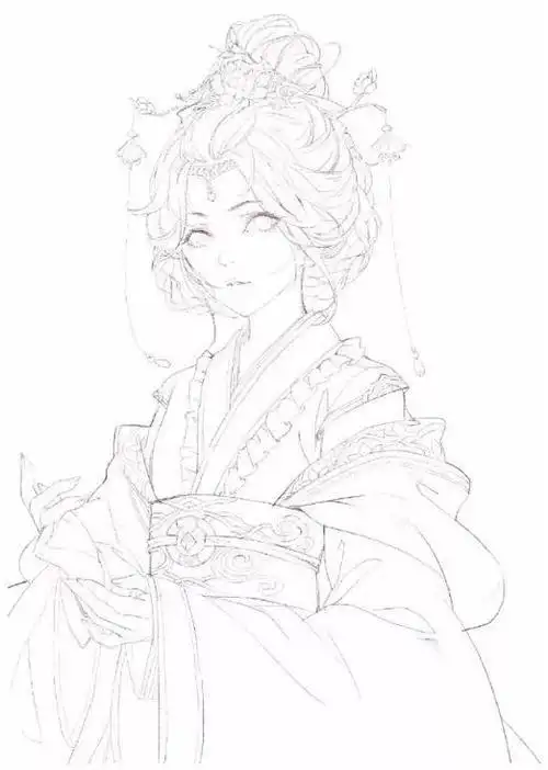 线稿简笔画女生古风古风简笔画动漫人物古装简笔画9张简笔画表白图片