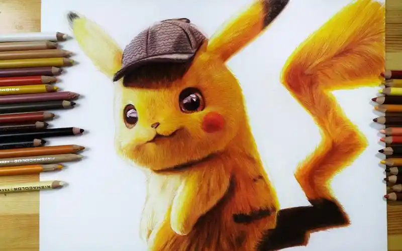 【彩铅手绘】毛茸茸的大侦探皮卡丘_哔哩哔哩_bilibili