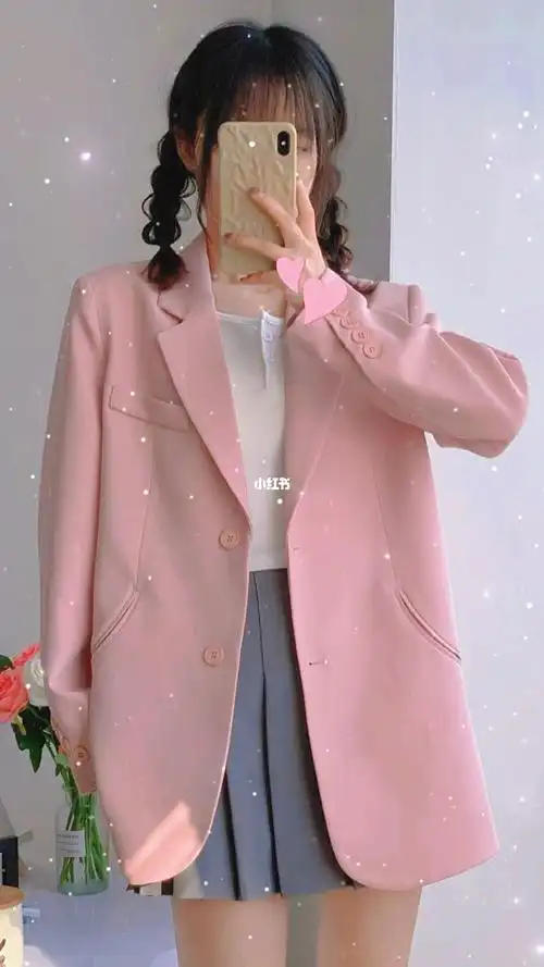 风网红潮流西服#秋冬穿搭  #日常穿搭  #每日穿搭  #西装  #粉色穿搭