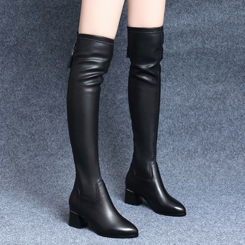 真皮长筒靴子单靴子春秋靴女皮靴过膝女士高筒靴时装靴