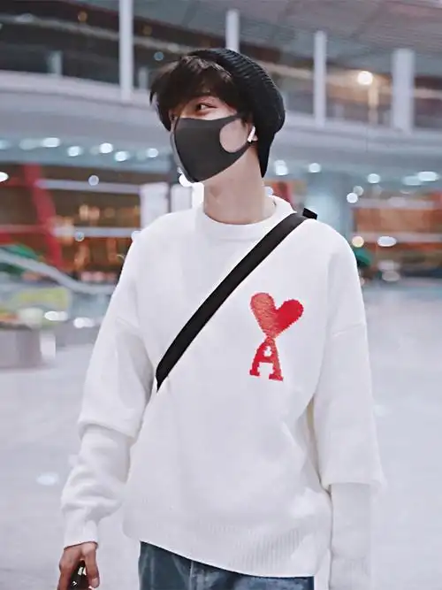 2020春秋新款爱心毛衣女宽松套头针织衫明星肖战同款衣服男女装潮