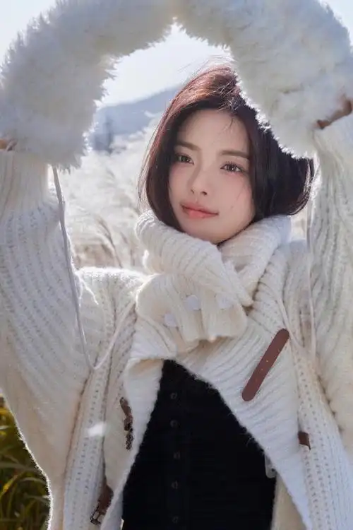 杨超越超机智青年大会最新写真一身纯白蓬松柔软安静惬意