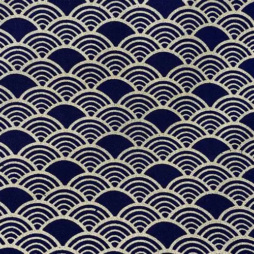 布料日系和风厂家直销全棉活性日元元素海波纹海绵垫