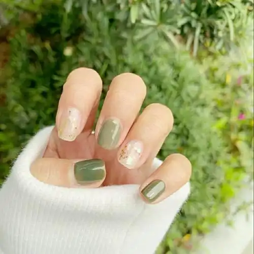 小清新的绿色美甲